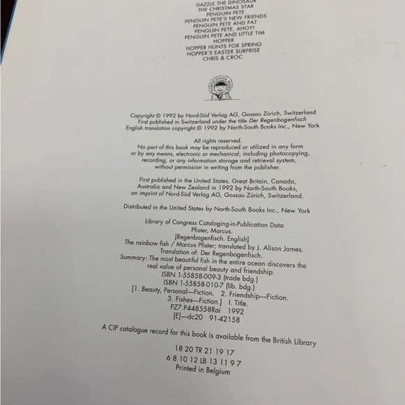 4 Hardcover Picture Books Marcus Pfister Rainbow Fish Whale Milo Stone Island - Picture 9 of 10